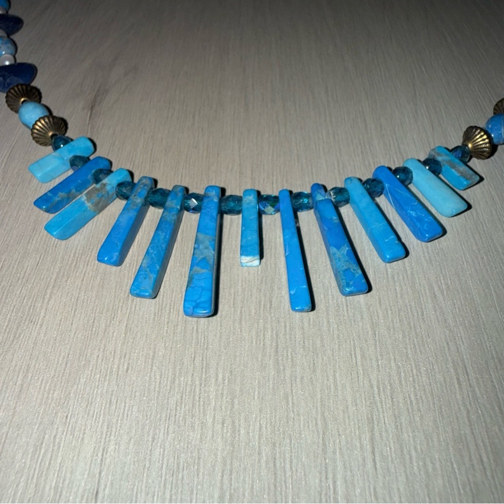 Vintage 90s Handmade Natural Stone & Pearl Necklace OOAK - Picture 6 of 6